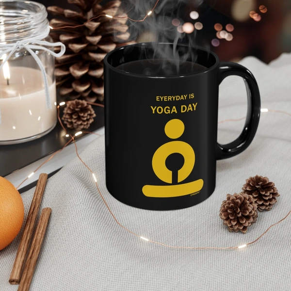 Yoga Day Coffee Mug - Black