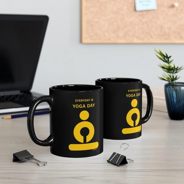 Yoga Day Coffee Mug - Black