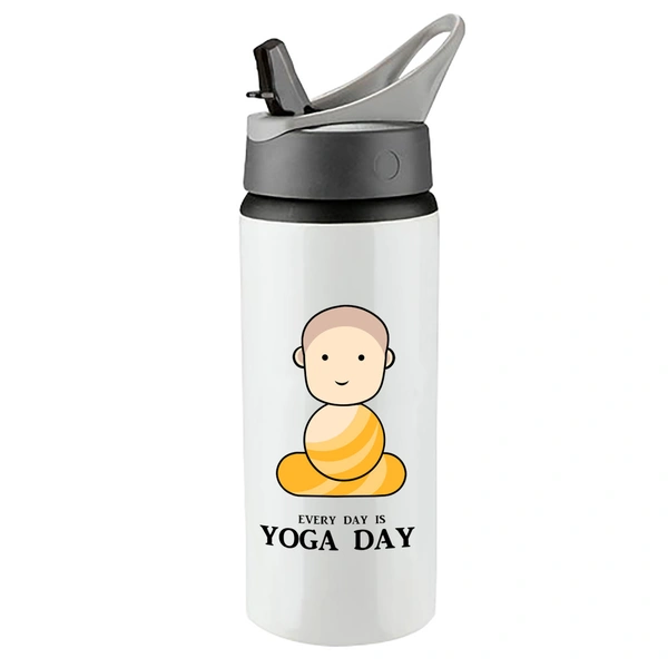 Yoga Day Metal Water Sipper Bottle - 600 ML