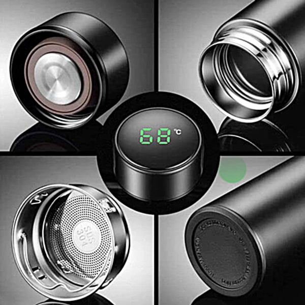 Personalized Laser engraved Temperature Display SS Water Bottle Thermos - 500 ml