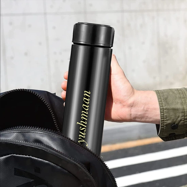 Personalized Laser engraved Temperature Display SS Water Bottle Thermos - 500 ml