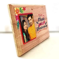 Personalized eco friendly wooden photo plaque frame for anniversary gift - 8x6 inch