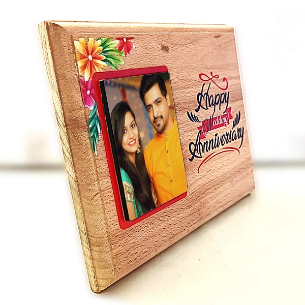 Personalized eco friendly wooden photo plaque frame for anniversary gift - 8x6 inch
