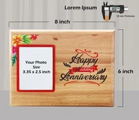 Personalized eco friendly wooden photo plaque frame for anniversary gift - 8x6 inch