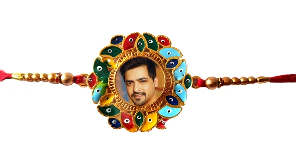 Personalized Rakhi Gift Combo, Rakhi with Table top frame, Photo Rakhi - Metal Rakhi