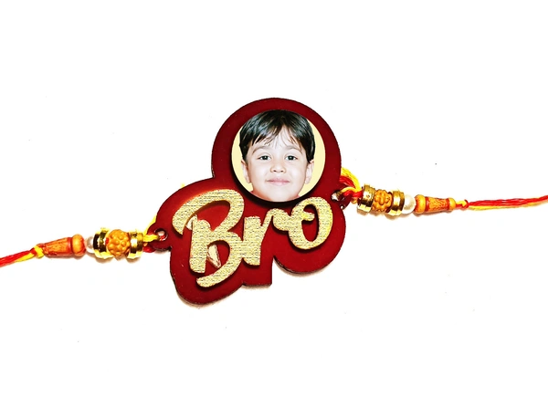 Personalized Rakhi Gift Combo, Rakhi with Table top frame, Photo Rakhi - Bro Megnet Rakhi