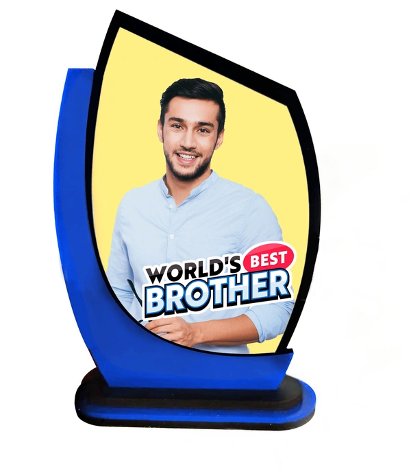 Personalized Gift for brother, award shape photo frame, Rakhi gift for brother - Dual Color 2