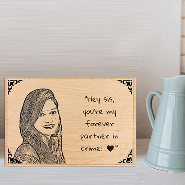 Personalized laser engraved Wooden Photo frame for Sister, Rakhi Gift for sister  - 8x6