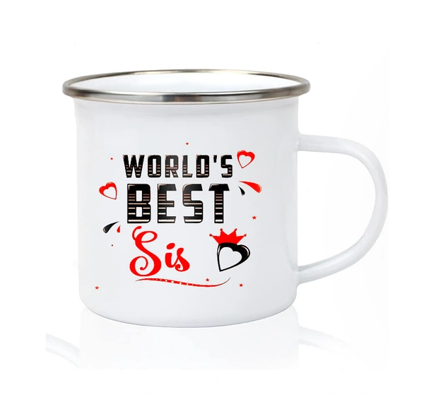 Stainless Steel Enamel Mug for Kids, Rakhi Gift, Rakshabandhan gift  - 300 ML, Best Sis