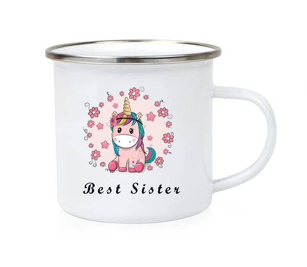 Stainless Steel Enamel Mug for Kids, Rakhi Gift, Rakshabandhan gift  - 300 ML, Best Sister