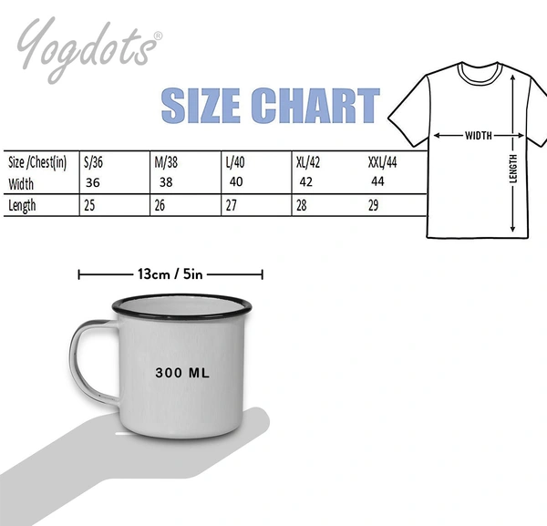 YOGDOTS Adventure Print T-Shirt and Steel Mug Combo for Hiking, Sports, Outing, Picknic or Adventure  - XL, Gray