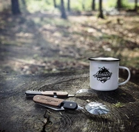 YOGDOTS Adventure Print T-Shirt and Steel Mug Combo for Hiking, Sports, Outing, Picknic or Adventure  - XL, Gray