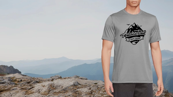 YOGDOTS Adventure Print T-Shirt for Hiking, Sports, Outing, Picknic or Adventure  - XXL, Gray