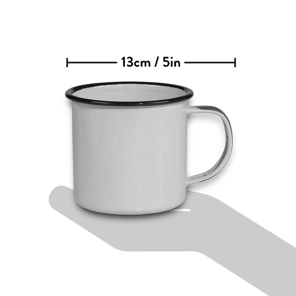 YOGDOTS Adventure Print Steel Enamel Mug Combo for Hiking, Sports, Outing, Picknic or Adventure  - 300 ML, Black Print