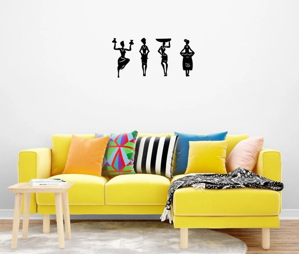 Achchha Gift Wooden Tribal Women 4 Pcs. Set Wall art, Home Room Office Decoration, no plastic | Wall Art, Abstract design - Black, Medium  - 60x30 cm