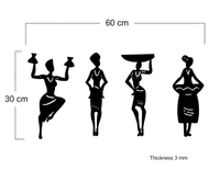 Achchha Gift Wooden Tribal Women 4 Pcs. Set Wall art, Home Room Office Decoration, no plastic | Wall Art, Abstract design - Black, Medium  - 60x30 cm