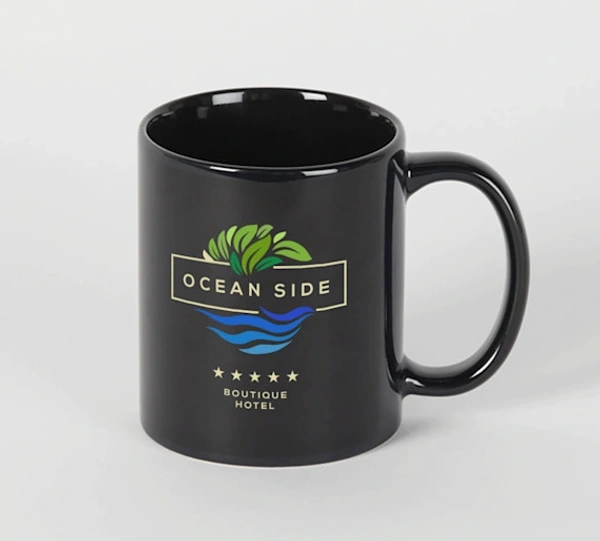 Achchha Gift Black Ceramic Coffee Mug 330 ML with print - 330 ML