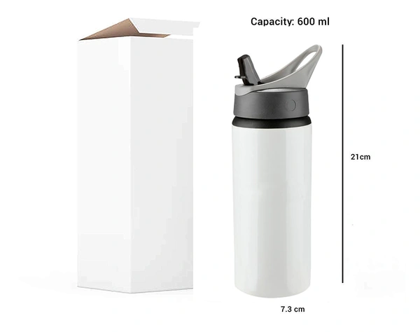 Achchha Gift Personalized metal sipper bottle  - 600 ML Sports Sipper with straw