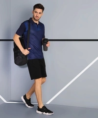 Polo Neck Dark Blue T-shirt Men - Dark blue