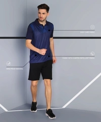 Polo Neck Dark Blue T-shirt Men - Dark blue