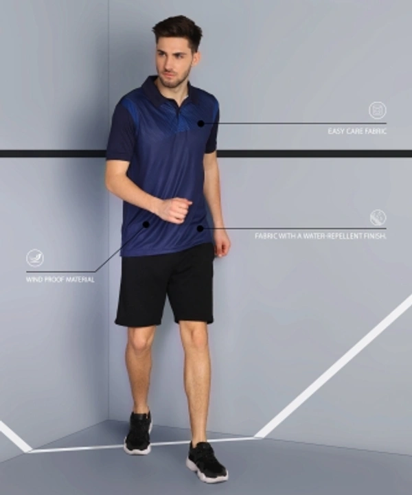 Polo Neck Dark Blue T-shirt Men - Dark blue