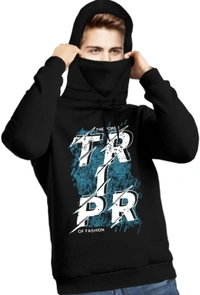 TRIPR Printed Men Hooded Neck Red  - Black