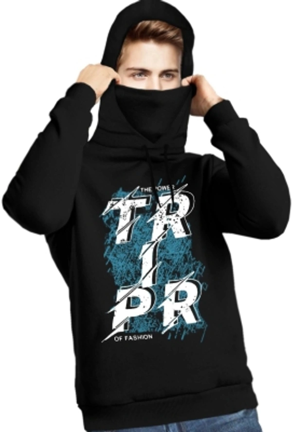 TRIPR Printed Men Hooded Neck Red  - Black