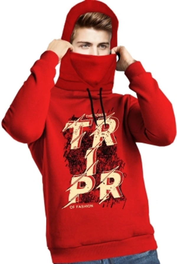 TRIPR Printed Men Hooded Neck Red  - Red