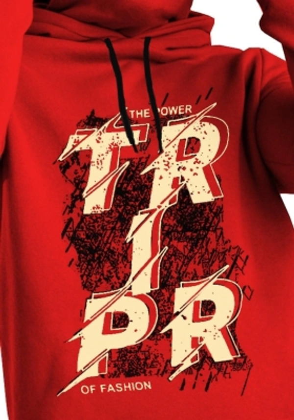 TRIPR Printed Men Hooded Neck Red  - Red