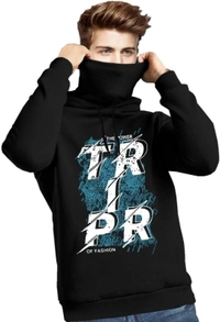 TRIPR Printed Men Hooded Neck Red  - Black
