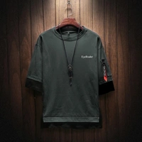 Seven Rocks Color Block Men Round Neck Black T-Shirt - Green-Black