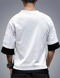Seven Rocks Color Block Men Round Neck Black T-Shirt - white