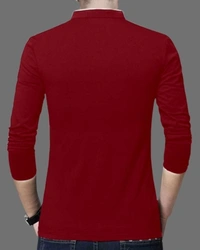 FastColors Solid Men Mandarin Collar White - Maroon, white