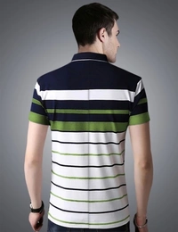 Seven Rocks Striped Men Polo Neck T-shirt - white, dark navy, green