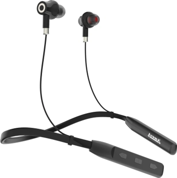 Aroma Yellow Series NB119B - 40 Hours Playtime with superior sound Neckband Bluetooth Headset - black