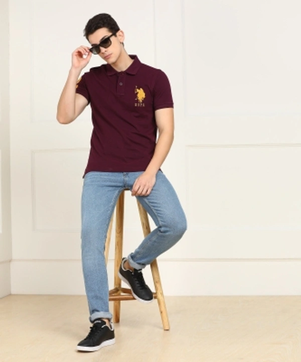 Polo Neck Men T-shirt - maroon