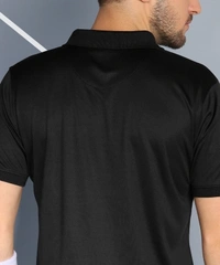 ADRENEX Printed Men Polo Neck Black T-Shirt - Black