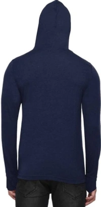 Men Hooded Neck Black T-Shirt - Navy blue