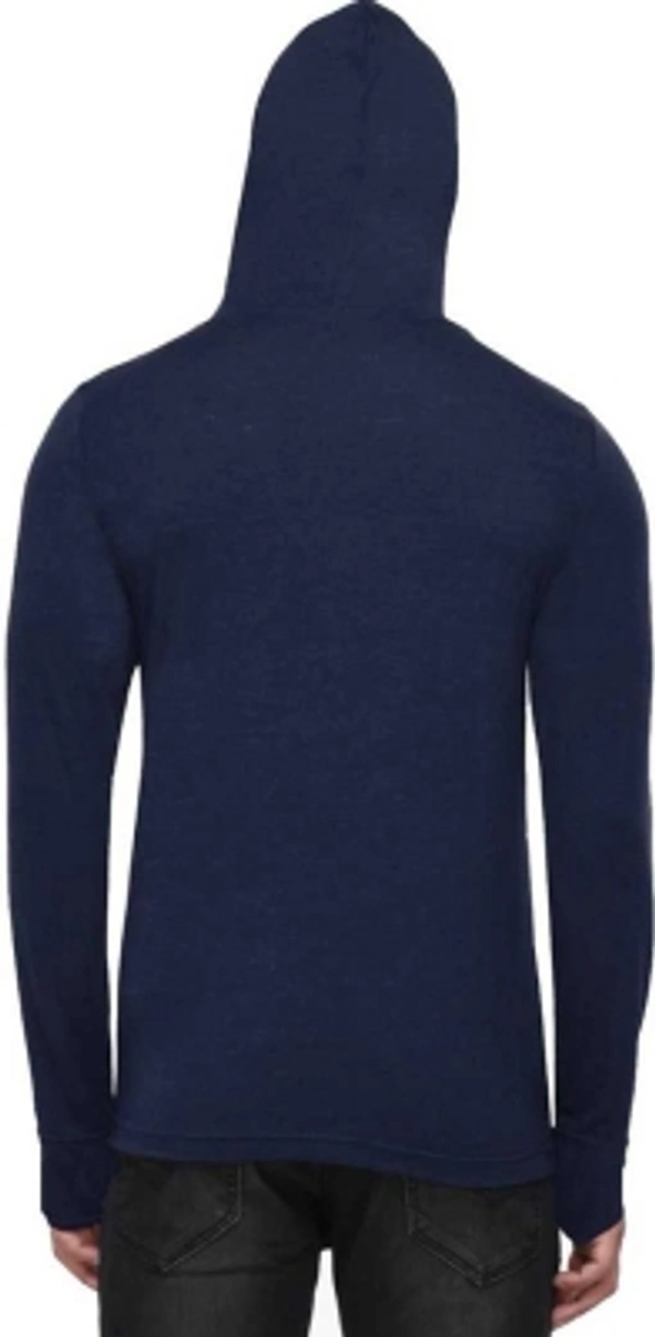 Men Hooded Neck Black T-Shirt - Navy blue