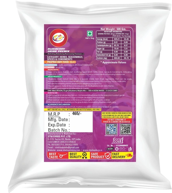 AM2PM Blueberry Mojito Mix - 500 gm Packet, White, Powder, 500 gm, Drink Premix