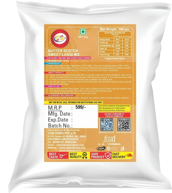 Butter Scotch Sweet Lassi Mix 500 GM