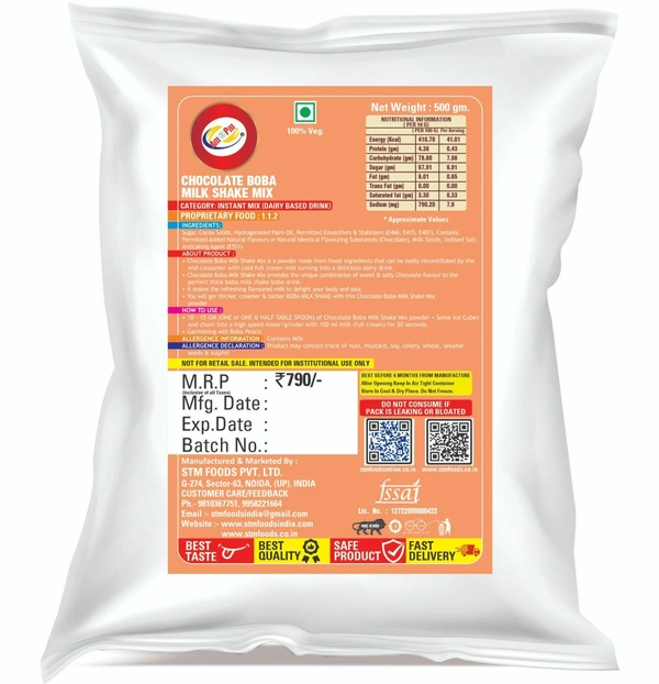 Choclate Boba Milk Shake Mix 500 GM