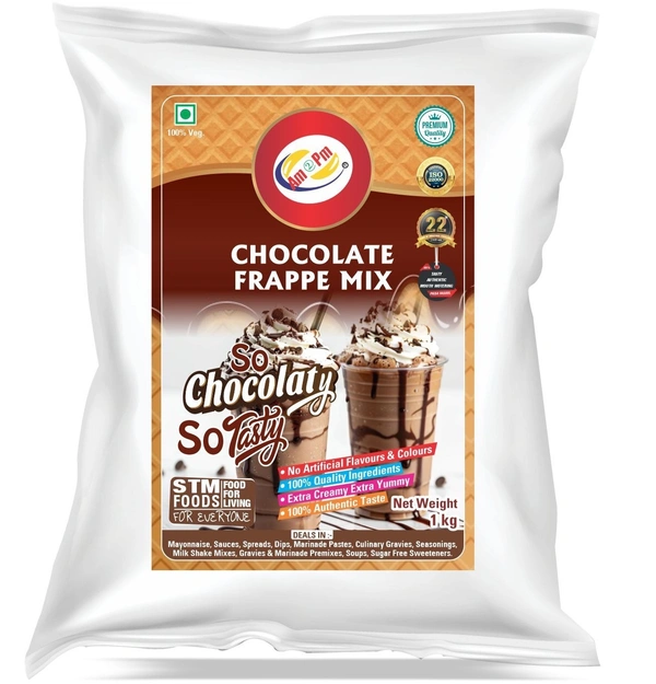 AM2PM Chocolate Frappe Mix - 1 Kg Packet, Brown, Powder, 1 Kg, Powder Premix For Thick Shake