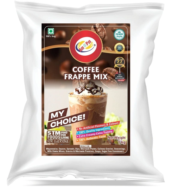 AM2PM Coffee Frappe Mix - 1 kg Packet, Lite Brown, Powder, 1 Kg, Powder Premix For Thick Shake