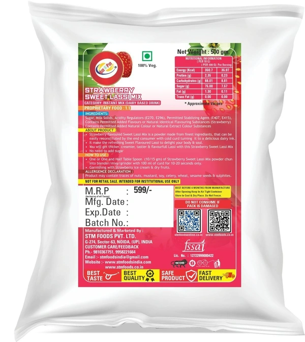 Strawberry Sweet Lassi Mix 500 GM