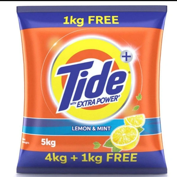 Tide Plus Lemon & Mint Detergent Powder (Buy 4kg + 1kg Free) 