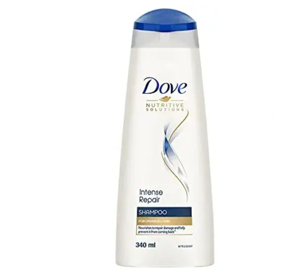 Dove Intense Repair Shampoo For Damaged Hair, Enriched with Fiber Actives, Repairs Hair Damage , Makes Hair Smooth And Strong , 340 ml