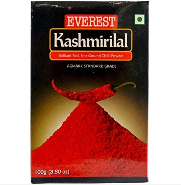 Everest Powder, Kashmirilal Brilliant Red Chilli Powder,100g Carton