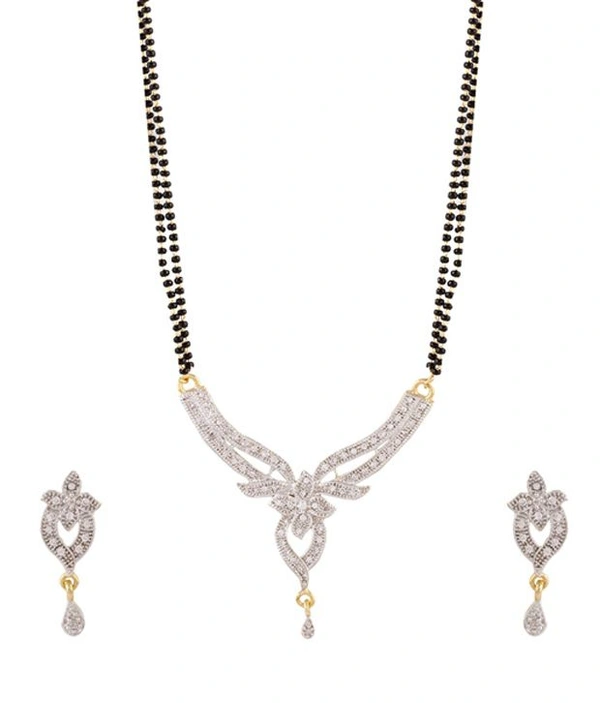 American Diamond Mangalsutra Set - Golden polish and Silver polish