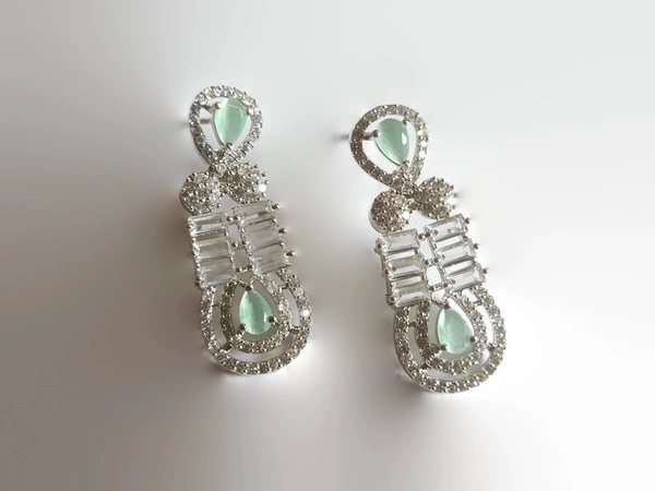 American Diamond Necklace Set - Green, 2.3